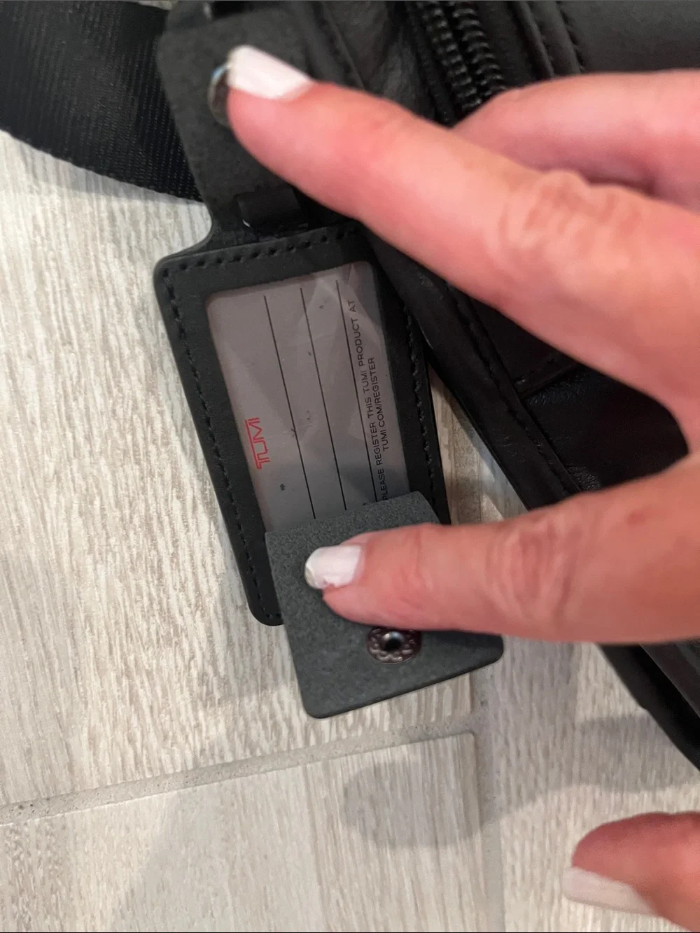 TUMI Luxury Brand Black Leather Alpha Crossbody Bag With Luggage Tag-Brand New